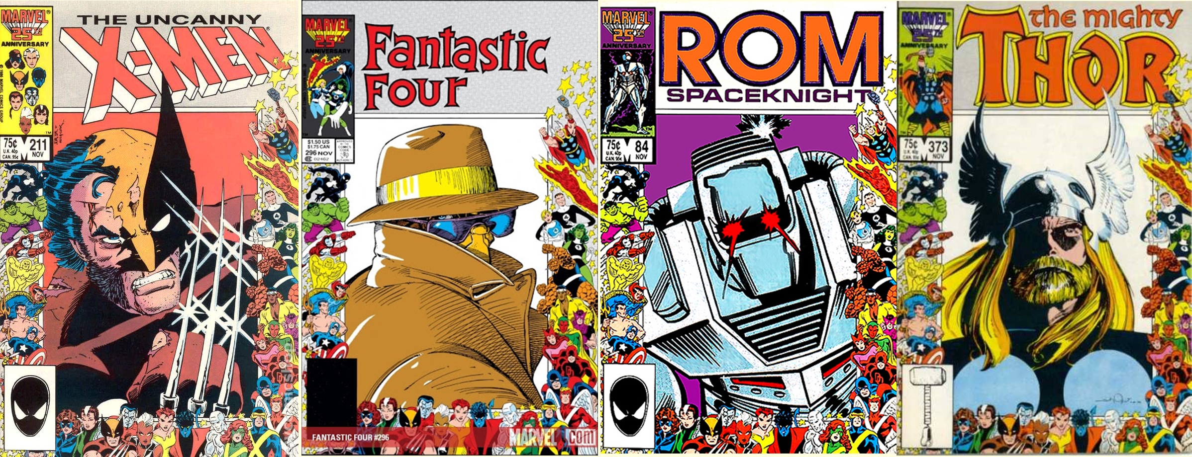 Algunas portadas conmemorativas de 25 aniversario Marvel