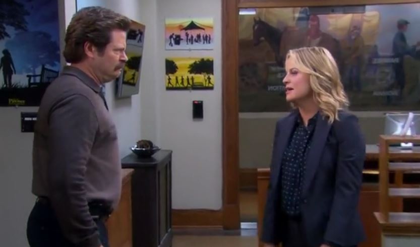 Ron y Leslie enfrentados en la Temporada 7 de "Parks and Recreation"