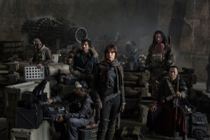 De izquierda a derecha: Riz Ahmed, Diego Luna, Felicity Jones, Jiang Wen y Donnie Yen.