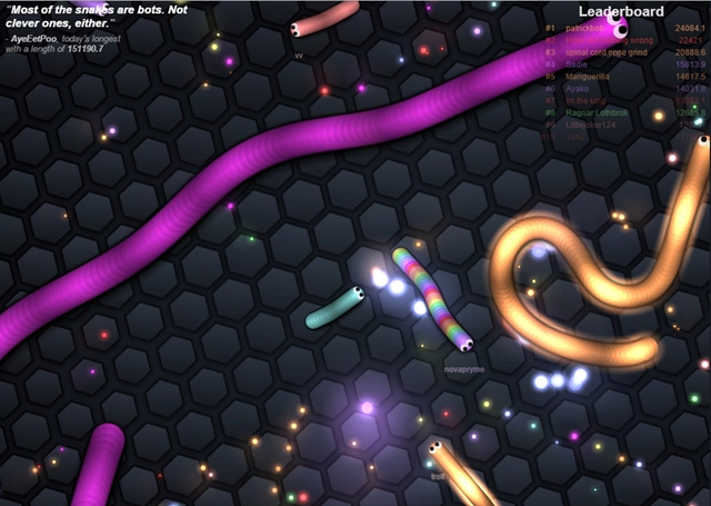 Imagen de "Slither.io". Combinación del Agar.io y el Snake