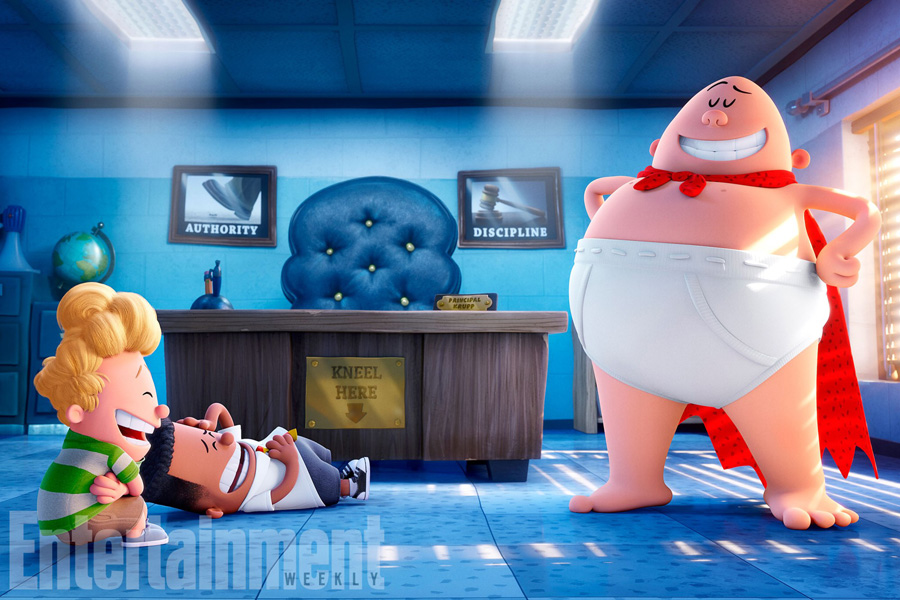 CAPTAIN UNDERPANTS: THE FIRST EPIC MOVIE (2017) (L-R) Harold (voiced by Thomas Middleditch), George (voiced by Kevin Hart), Captain Underpants (voiced by Ed Helms)