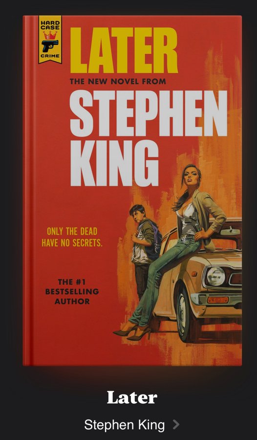 Portada de la nueva novela de Stephen King: "Later"